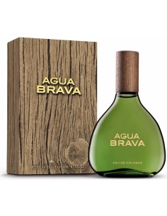 Agua Brava colonia clásica splash 200 ml con frasco verde y estuche de diseño de madera