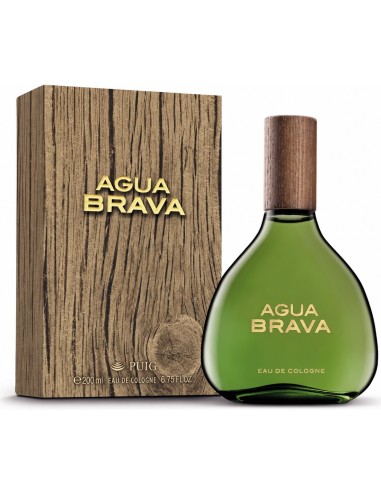 Agua Brava colonia clásica splash 200 ml con frasco verde y estuche de diseño de madera