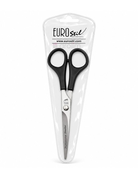 Tijera Eurostil para cortar el cabello en funda transparente