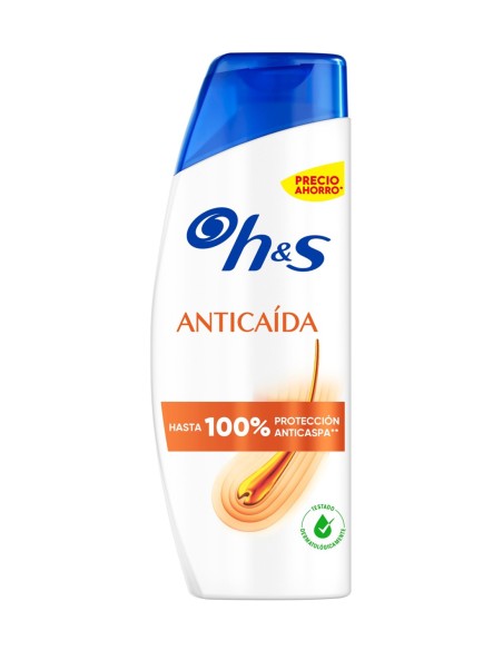 H&S champú Anticaída de 250 ml en envase blanco con tapón azul y detalles naranjas