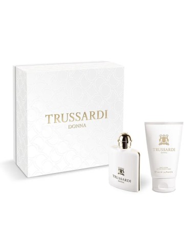 Estuche Trussardi Donna blanco y dorado con perfume Eau de Parfum de 50 ml y loción corporal de 100 ml