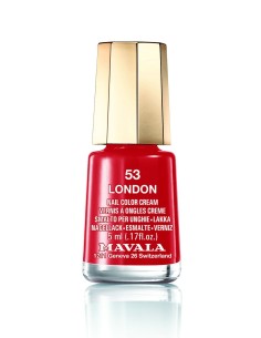 Esmalte rojo Mavala Mini Color 53 London de 5 ml en frasco de cristal con tapón dorado