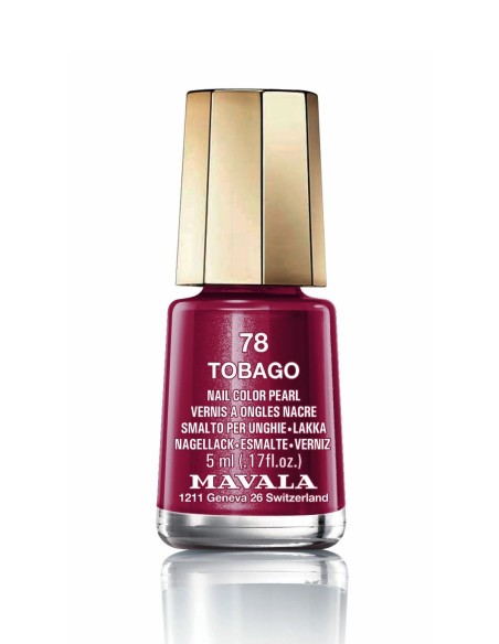 Esmalte Mavala Mini Color 78 Tobago de 5 ml en burdeos nacarado con tapón dorado