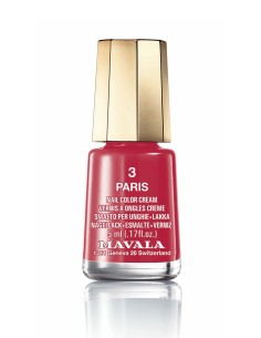 Esmalte rojo Mavala Mini Color 3 Paris de 5 ml en frasco de cristal con tapón dorado