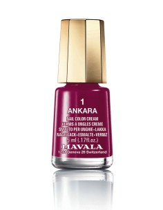Esmalte de uñas Mavala Mini Color 1 Ankara de 5 ml, tono granate con tapón dorado