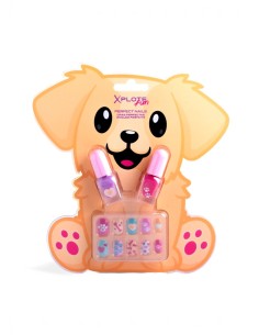 Set infantil Xplote Fun Funny Puppy con dos esmaltes y diez uñas adhesivas en presentación de perrito