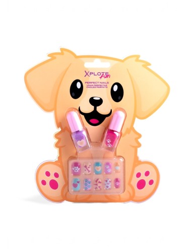 Set infantil Xplote Fun Funny Puppy con dos esmaltes y diez uñas adhesivas en presentación de perrito