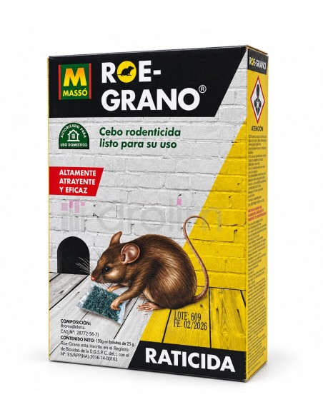 ROE-GRANO de Massó, raticida en grano de cereal en envase de 150 g