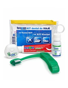 Kit dental de viaje Foramen en neceser transparente con cepillo, pasta, hilo dental y enjuague 2