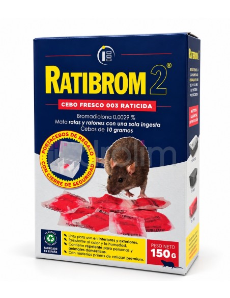 Ratibrom-2 raticida cebo fresco 150 g con portacebos de seguridad incluido