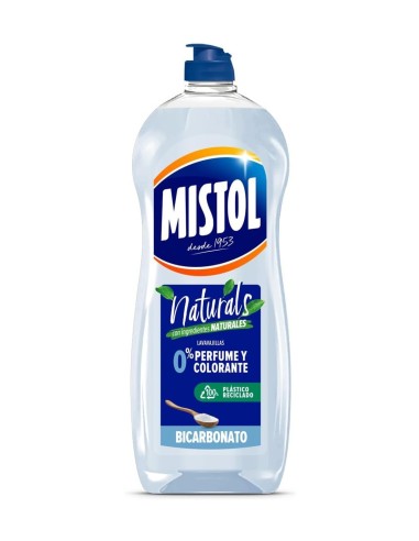 Mistol Naturals Bicarbonato lavavajillas a mano de 650 ml con tapón azul