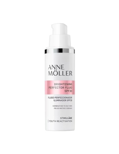 Anne Möller Stimulâge Fluido Perfeccionador Iluminador SPF 30 en envase con dosificador