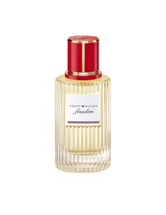 Frasco estriado de Tommy Hilfiger Freedom con tapón rojo y detalles dorados