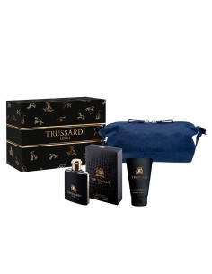 Estuche Trussardi Uomo con EDT de 100 ml, champú y gel de ducha de 100 ml y neceser azul