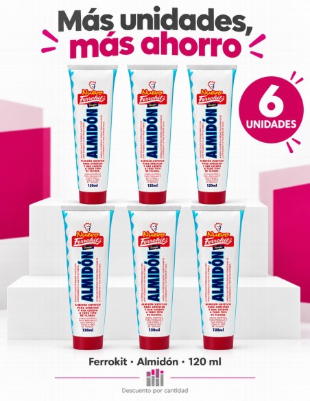 Promoción Ferrokit Almidón Apresto para tejidos en tubo de 120 ml, más unidades más ahorro.