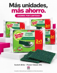 Paquete de 3 estropajos Scotch-Brite Power Classic XXL oferta 2+1 gratis 2