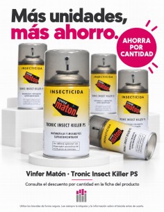 Vinfer Matón Tronic Killer PS insecticida aerosol de 250 ml con tapón protector gris 2