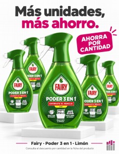 Botella de detergente lavavajillas en spray Fairy Limón Poder 3 en 1 de 500 ml. 2