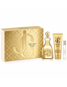 Estuche dorado Jimmy Choo I Want Choo Le Parfum con perfume 100 ml, loción corporal 100 ml y vaporizador 7,5 ml
