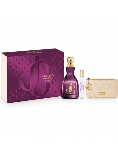 Estuche Jimmy Choo I Want Choo Midnight con eau de parfum 100 ml, vaporizador 7,5 ml y neceser dorado