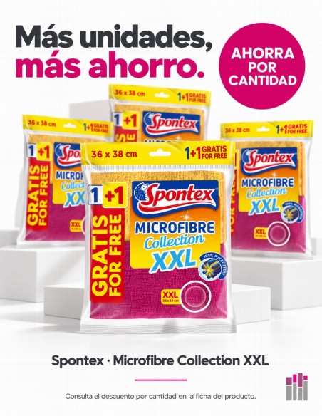 Bayeta Microfibra Spontex XXL 36x38cm Pack 1+1 Gratis