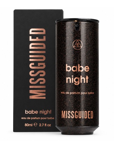 Missguided Babe Night Eau de Parfum 80 ml con frasco negro de detalles cobrizos y caja