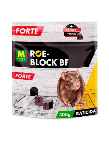 Envase de Massó Roe-Block Forte BF raticida en bloques de 300 g