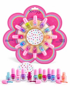 Set Xplote 12 esmaltes de uñas que se quitan con agua.