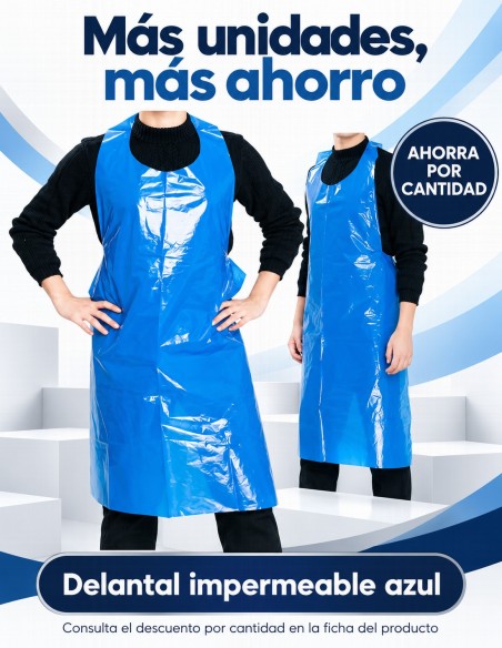 Delantales Plástico Azules 84 × 125 cm Pack 4 uds | Drolim