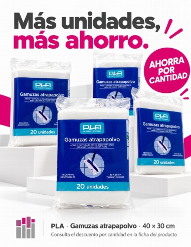 Promoción pack 20 gamuzas atrapapolvo PLA tamaño grande 40x30 cm.