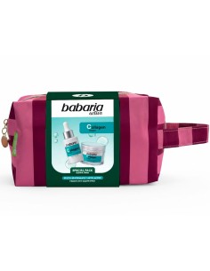 Neceser Babaria Collagen Vegan de rayas rosas con sérum facial de 30 ml y crema de 50 ml