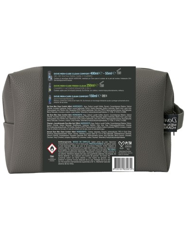 Pack Dove Men+Care Cuidado con neceser gris y cuatro productos de higiene masculina