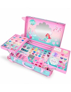 Maletín infantil trolley Sirenas de Martinelia abierto con maquillaje, espejo y bandejas desplegables 2