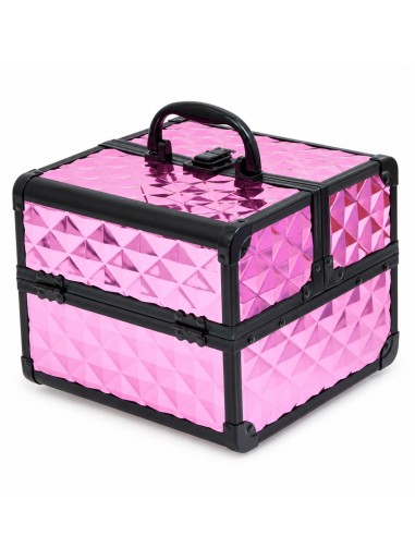 Maletín Mya Cube Deluxe abierto con sombras, maquillaje facial, productos labiales y accesorios