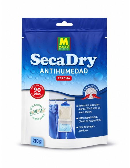 SecaDry percha antihumedad para armarios de 210 g con aroma a ropa limpia de Massó