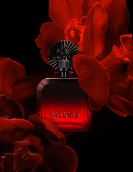 Frasco rojo y negro de Shakira Rojo Elixir Eau de Parfum vaporizador de 50 ml