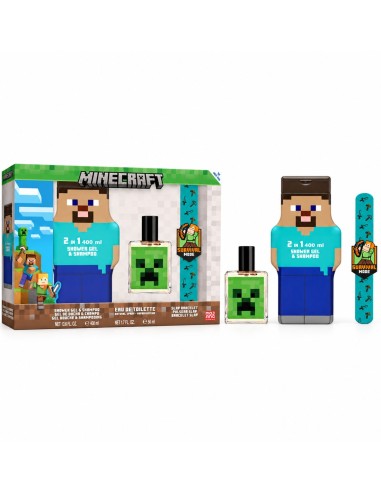 Minecraft set infantil con colonia de 50 ml, gel y champú de 400 ml y pulsera Survival Mode