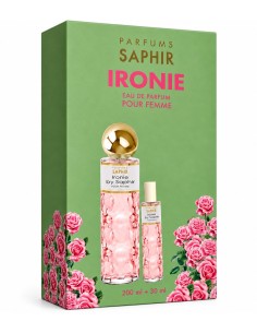 Estuche verde Saphir Ironie Eau de Parfum para mujer con vaporizadores de 200 y 30 ml
