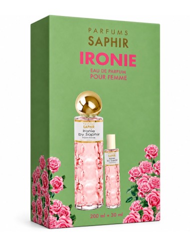 Estuche verde Saphir Ironie Eau de Parfum para mujer con vaporizadores de 200 y 30 ml