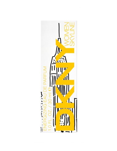 Perfume DKNY Women Skyline de 30 ml en su caja con ilustración del skyline de Nueva York