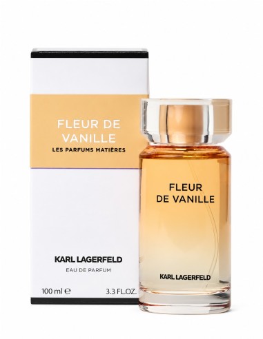 Karl Lagerfeld Fleur de Vanille Eau de Parfum de 100 ml con frasco y caja blanca con franja beige