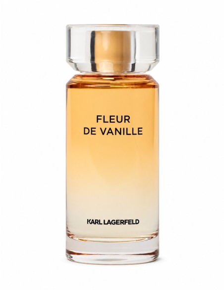 Frasco Karl Lagerfeld Fleur de Vanille EDP 100 ml con perfume de tono ámbar y tapón transparente