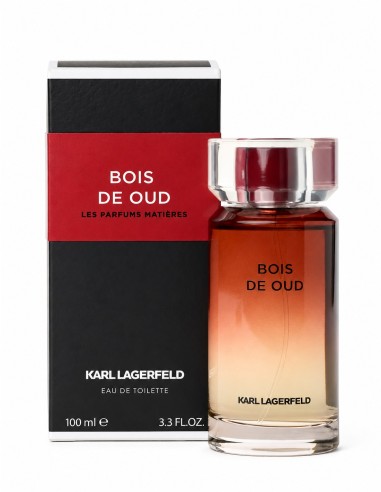 Karl Lagerfeld Bois de Oud Eau de Toilette de 100 ml con frasco y caja negra con franja roja