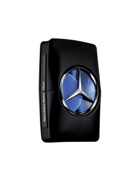 Mercedes-Benz Man Eau de Toilette de 50 ml en frasco negro con estrella plateada sobre fondo azul