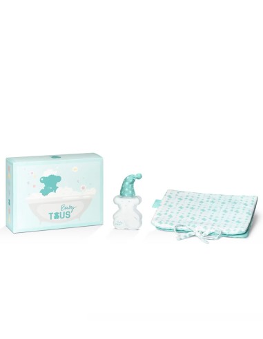 Estuche Baby TOUS con colonia de 100 ml, portatoallitas estampado y caja en tonos verde agua